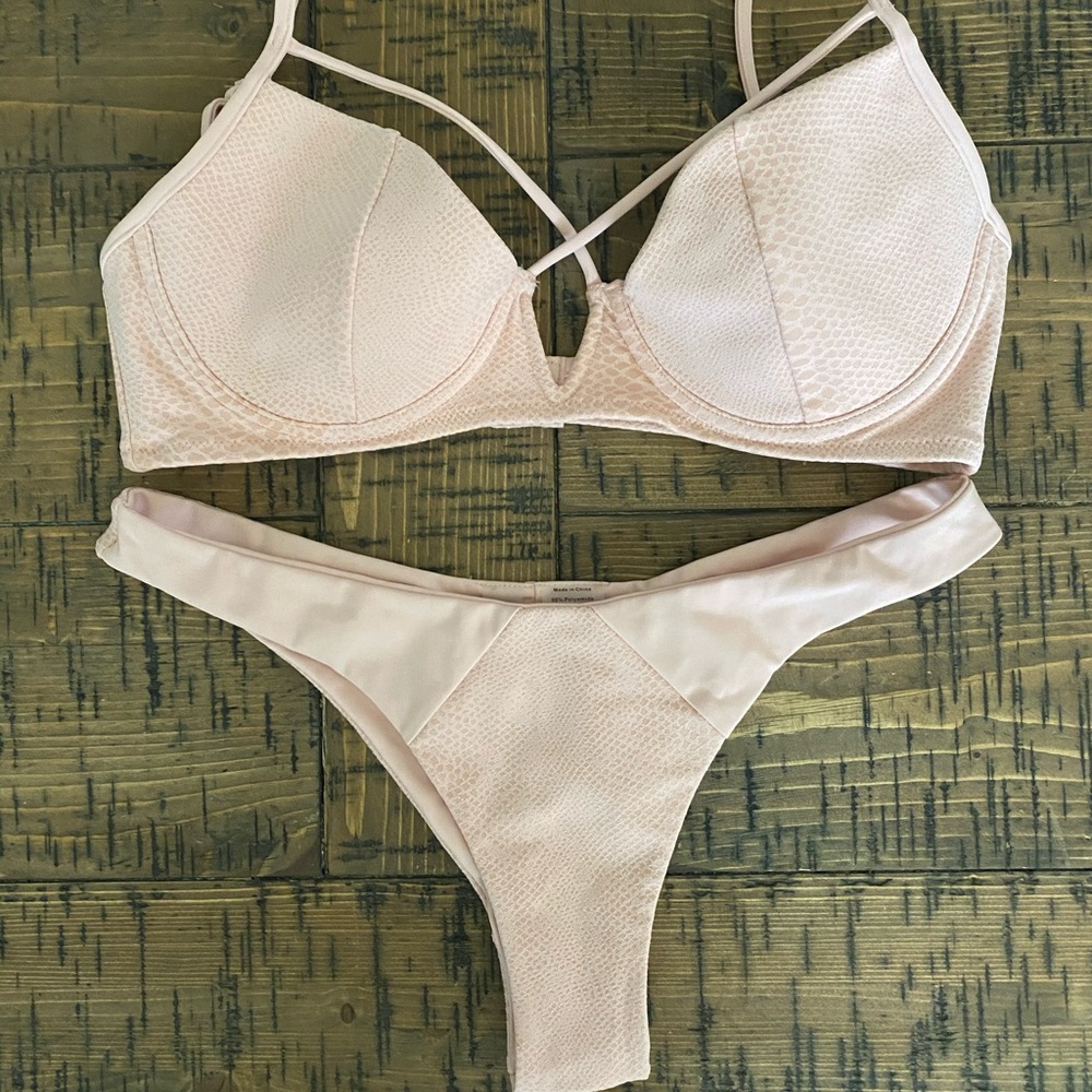 Beach Bunny Pink Snake Print Bikini Set